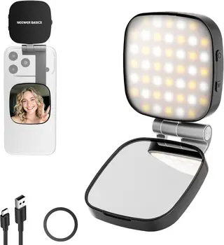 NEEWER Basics Magnetic Selfie Light Compatible with MagSafe iPhone, 2W CRI95+ Bi Color Swivel Small LED Phone Fill Lighting