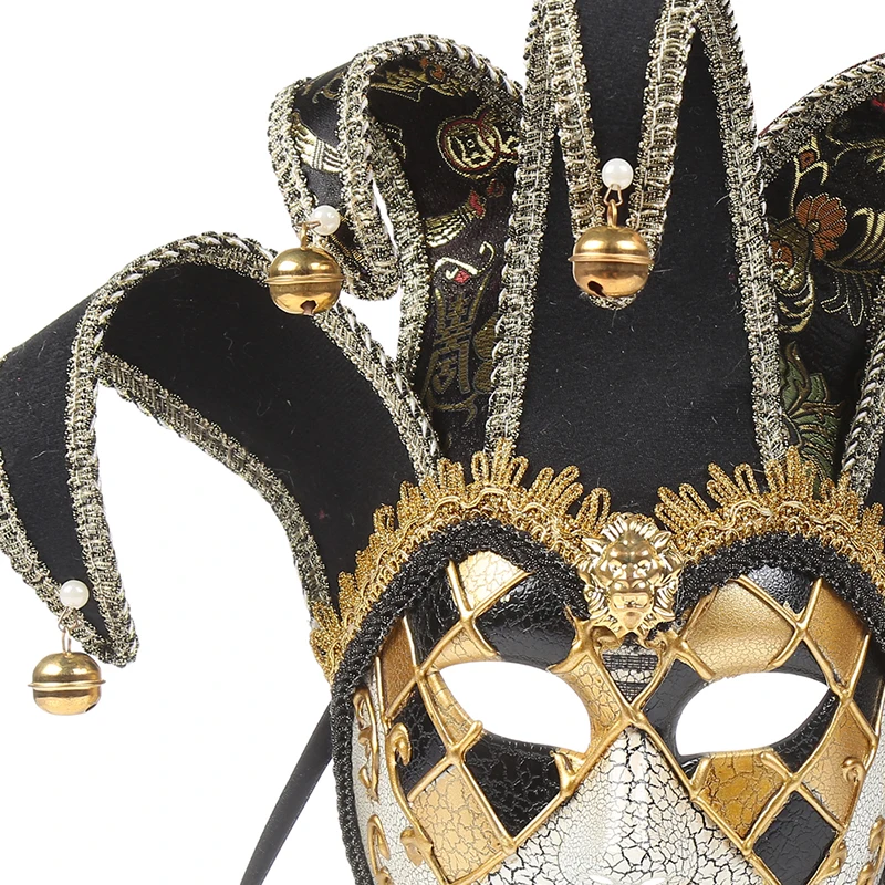 Hand Painted Full Face Jester Jolly Joker Venetian Masquerade Wall Carnival Costume Mardi Gras Fanshaped