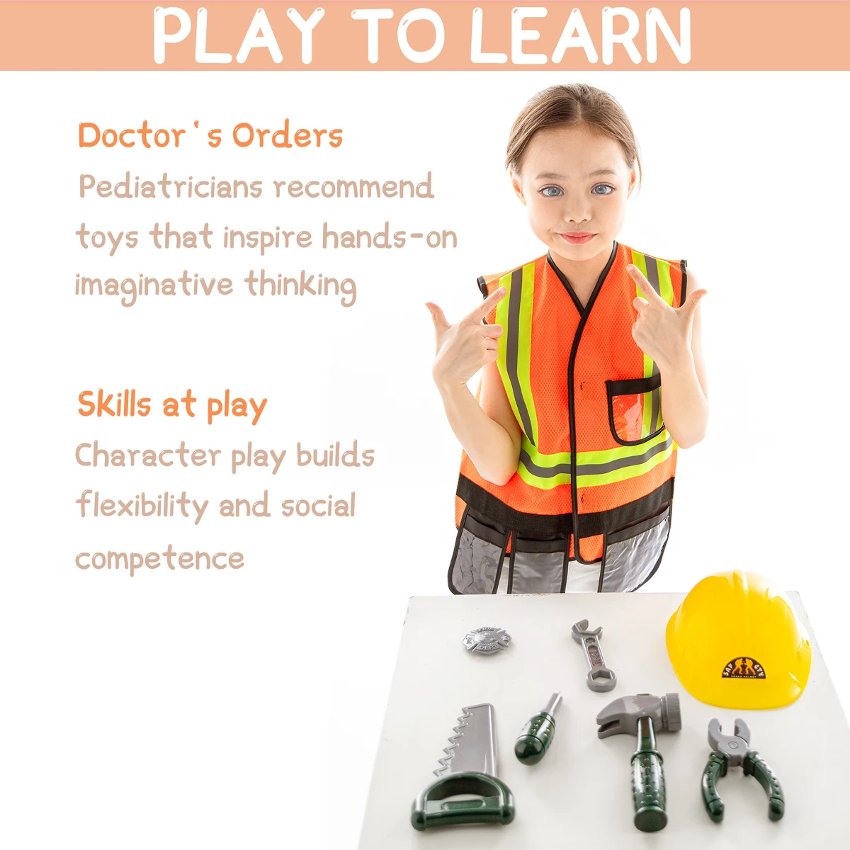 Dress up Set for Kids Engineer Costumes Pretend Play Costume Role with