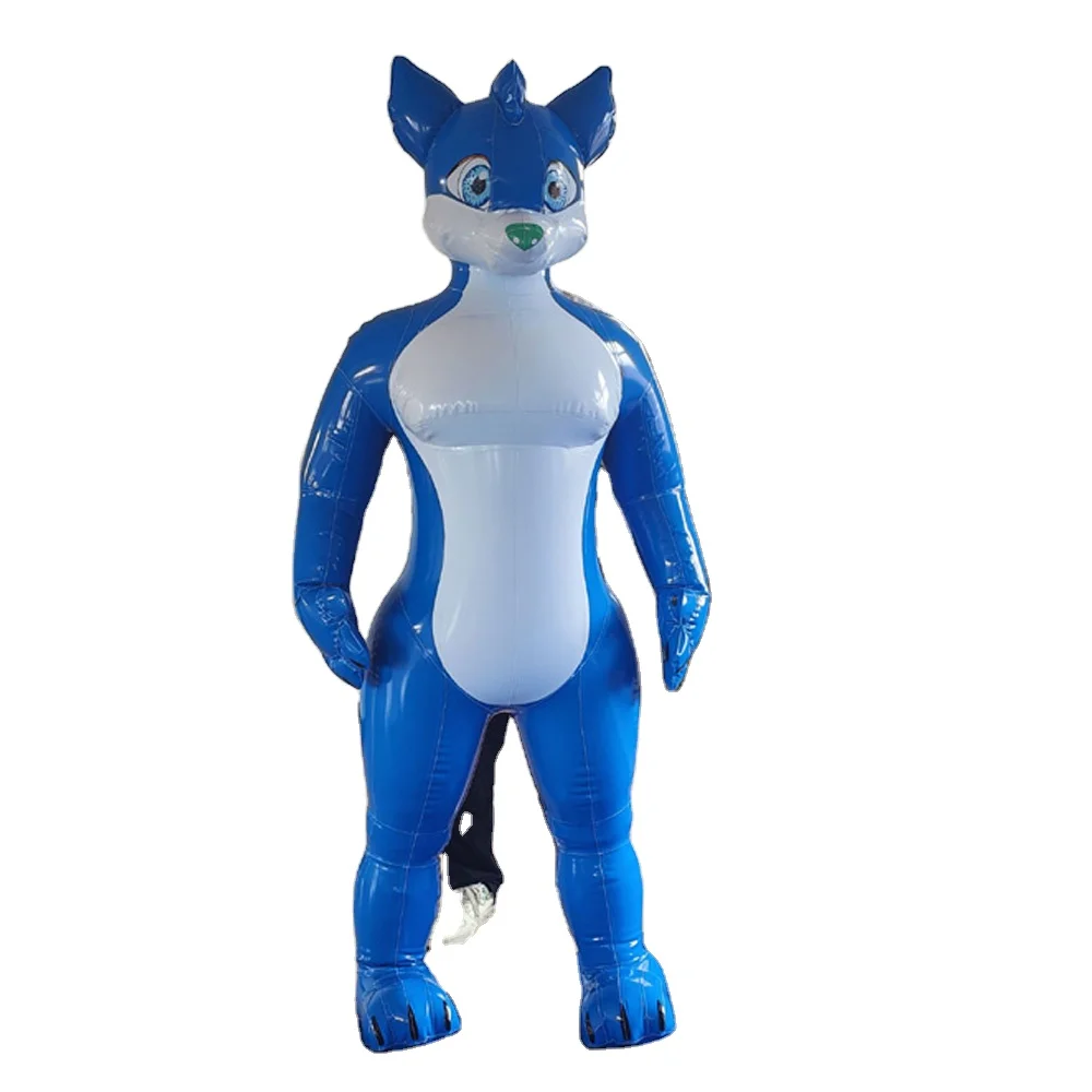 Newest Design Inflatable Cartoon  PVC Inflatable Blue fox Suit Advertising