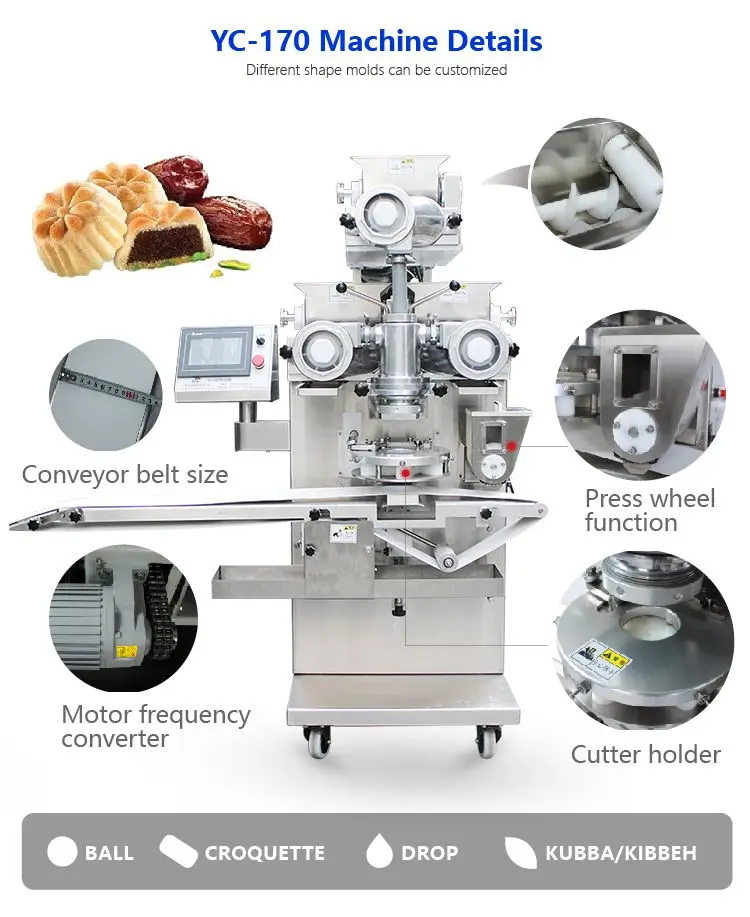 Automatic Kubba Mooncake Kibbeh Mochi Falafel making Machine Maamoul Production Line manufacture