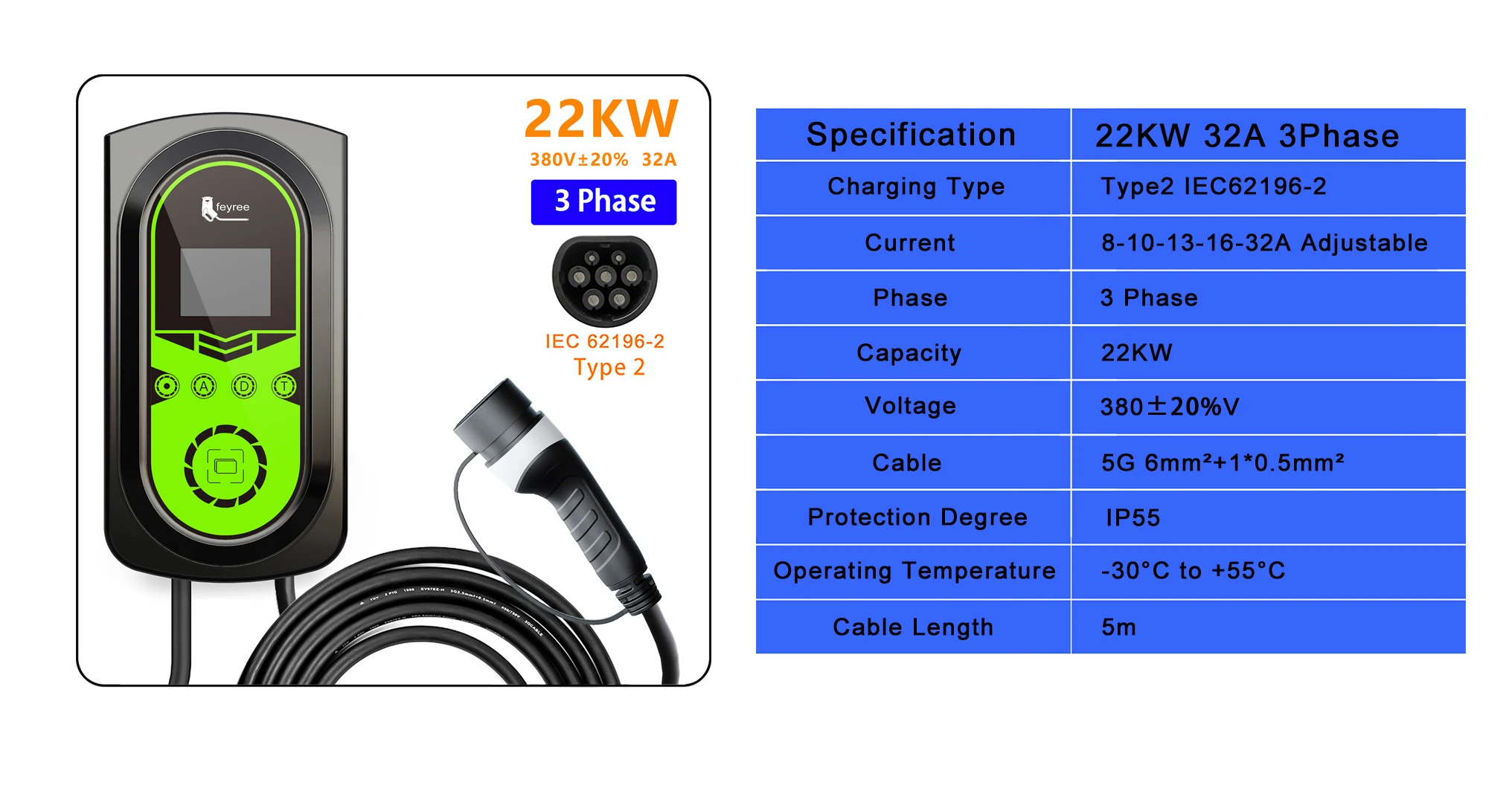 Feyree Wallbox Ev Charger Dlb Type 1 J1772 Ev Charger Commercial