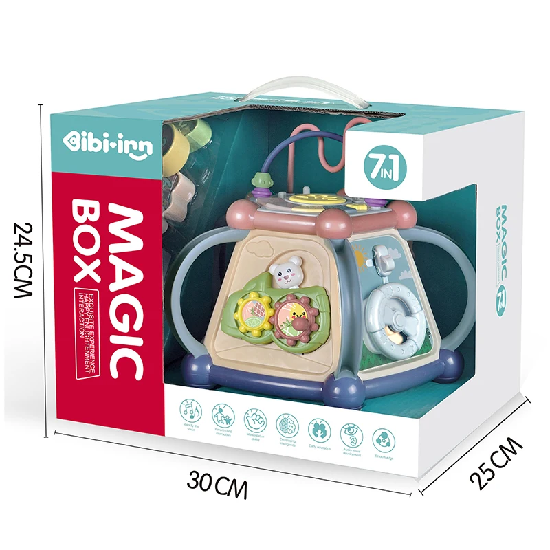 7 in 1 Drums STEM Electronic Educational Activity Cube Baby Toys Early Learning Preschool Magic Box Game Toy
