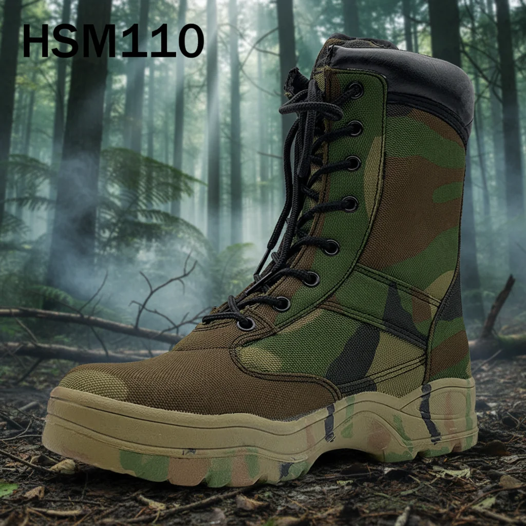 LXG,Field Green Camouflage Nylon Fabric Jungle Boots for Camping Strong Grip Rubber Outsole Easy Hidden Hunting Boots HSM110