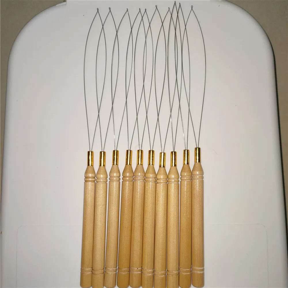 Wooden Handle Ez Loop Pulling Threader Needle Micro Rings Beads Links