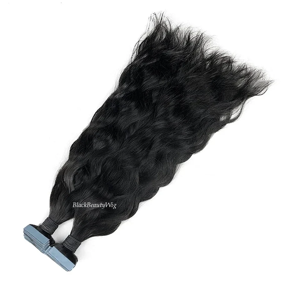 Brasilianisches Tape in Echthaar-Verlängerung, lang, natürlich gewellt, Skin Weft-Haar, selbstklebendes, unsichtbares Tape auf dem Haar, 10-30 Zoll, 40 Stück/100 g_voghion.com
