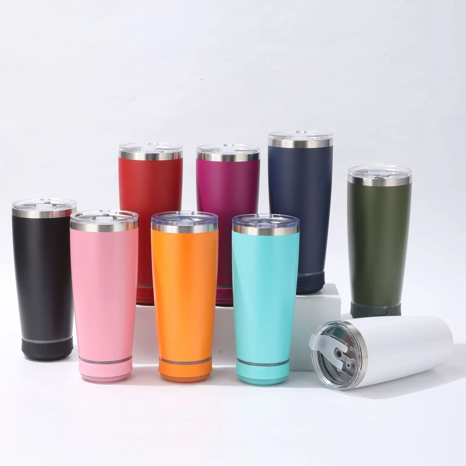 20oz Speaker Tumbler Wide Mouth Smart Music Tumbler Vacuum Insulated ...