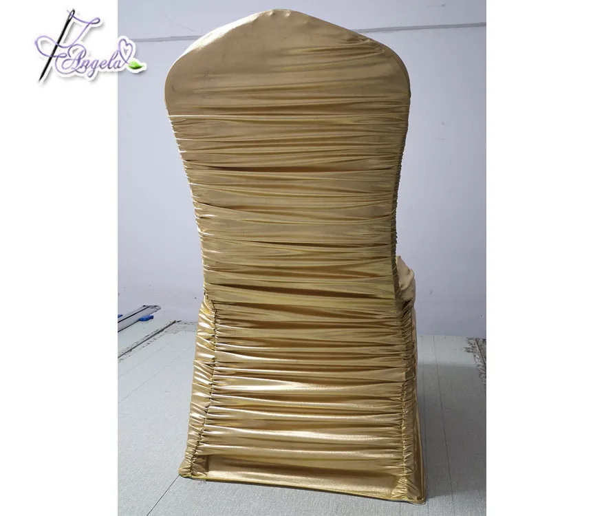 Polyester Sequence Wedding Shiny Gold Metallic Chair Covers With
