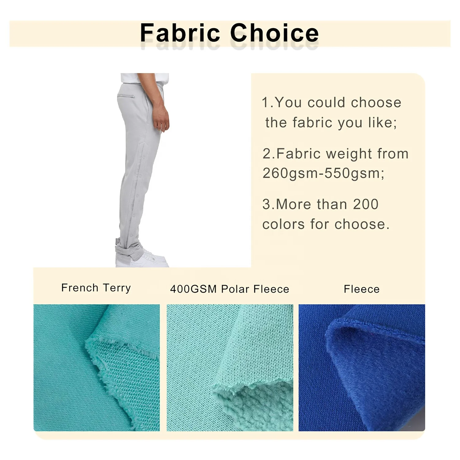 JL819A Manufacturer Loose Cotton Sweat Pants Baggy Side Button Flare Wide Leg Embroidery Sweatpants for Men