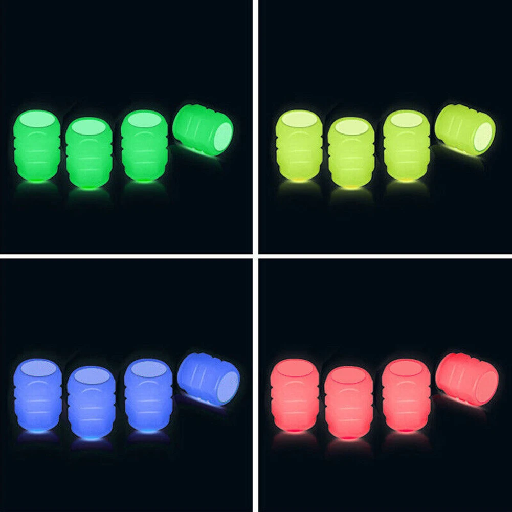 Fluorescence Effect Shiny Tire Valve Cap Car Wheel Hub Glowing