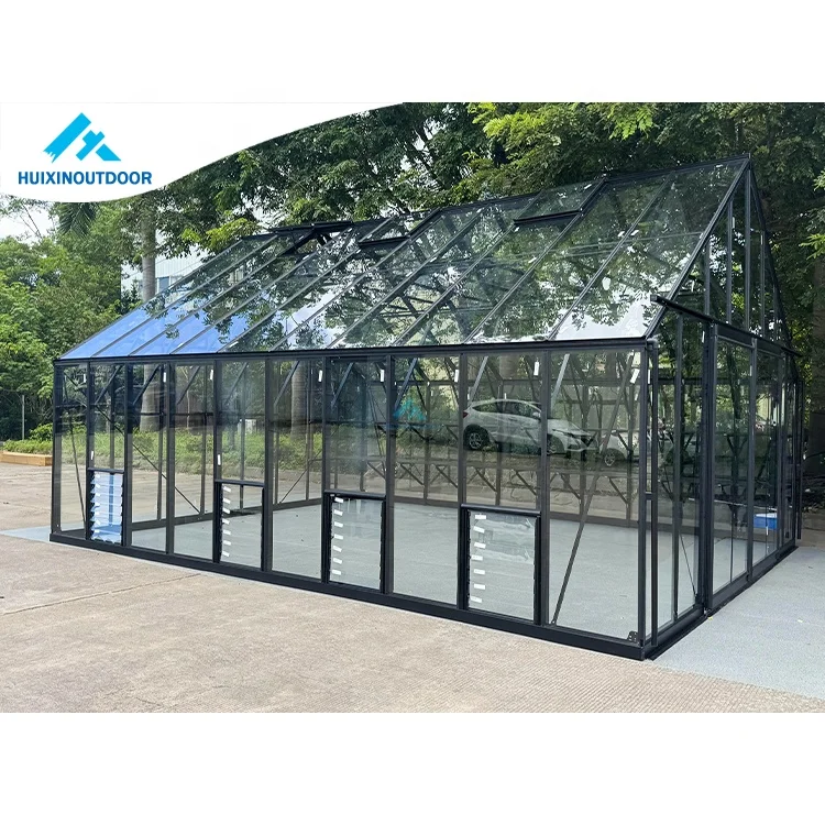 4mm Tempered Glass Prefabricated Conservatory with Aluminum Frame  Latest New Style Luxury Hexagon Aluminium Hobby Greenhouse