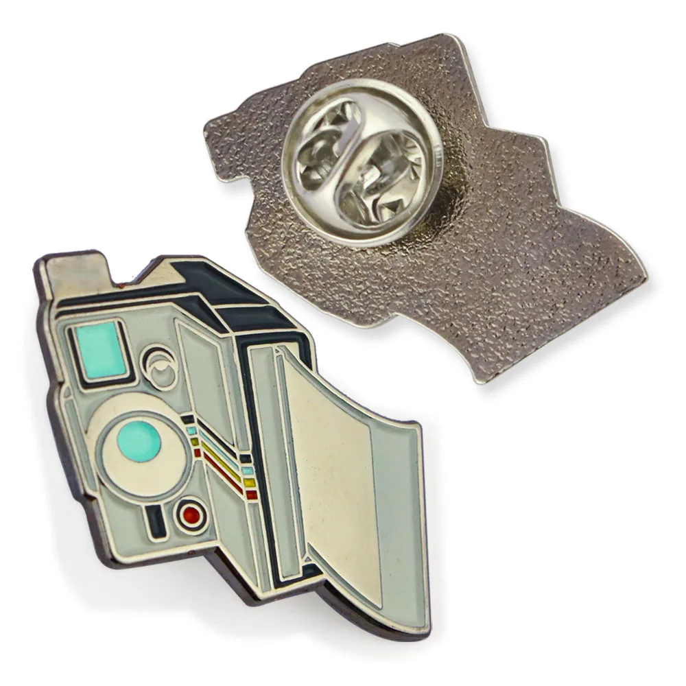 Enamel lapel pin manufacture custom bulk metal cute slr analog camera brooch soft hard enamel pin
