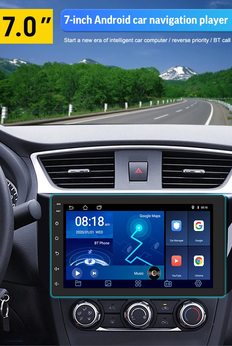 2din Android Car Monitor 7inch Touch Screen Car Stereo Radio Carplay