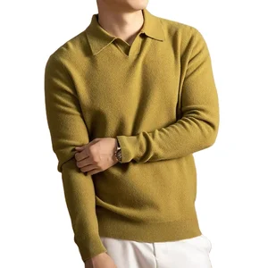 Men's Crew Neck  Business Cashmere Sweater Pullover Knitted Winter Solid Pattern