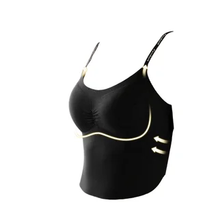 Wholesale Custom Thin One-piece Full Cup Letter Adjusted Strap Backless Crop Top Wireless Seamless Bra Vest Women's Tank Nylon