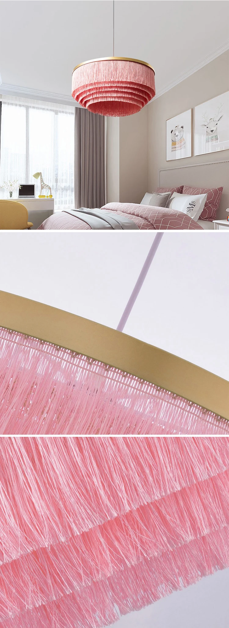 pkd860 modern design indoor decoration hanging lighting tassel led chandelier pendant light-3