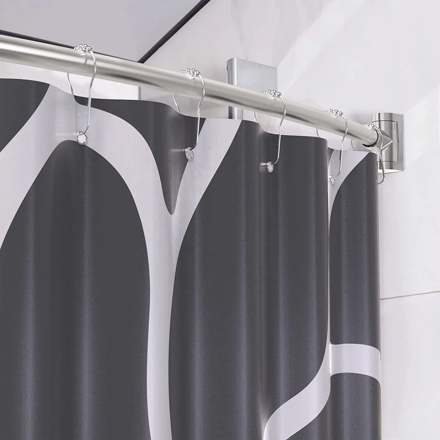 High Quality Adjustable Stainless Steel Wall Mounted Curved Shower Curtain Rod Bending Shower Curtain Poles Rod