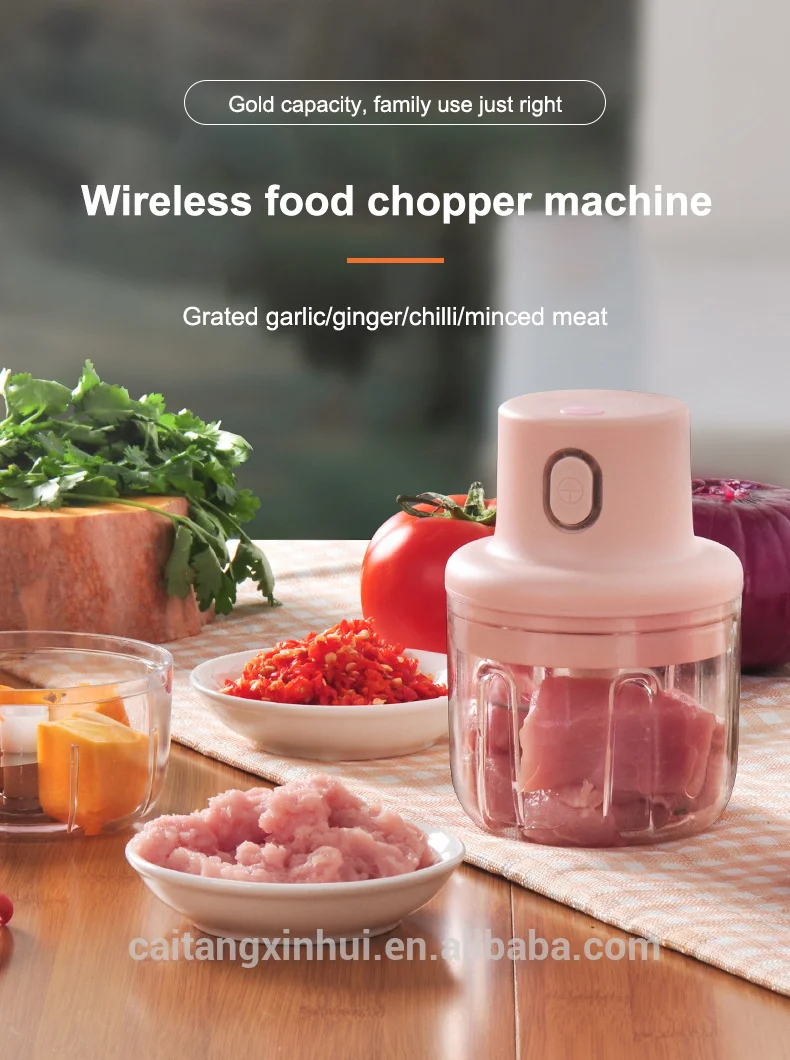 1pc White Electric Multi-functional Food Chopper - Wireless Garlic