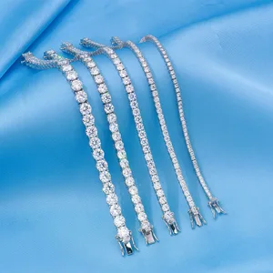 Tennis Chain 2-6mm Full Set Moissanite Bracelet S925 Silver Plated Light Luxury Design for Advanced Sense for Both