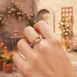 MW 18K Gold-Plated Two Tone Color Three-layer Steel Beads Pearl Beads Chain Tassel Jewelry Engagement Stainless Steel Rings