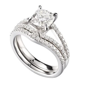 Custom Fine Jewelry Diamond Mossanite Luxury Anniversary Glowing Marriage 925 Sterling Silver Rings Sets for Women Men Couple