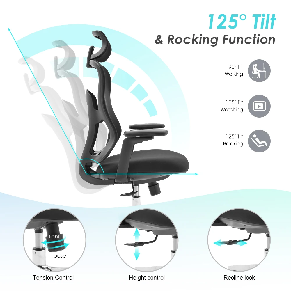 China Customizable Adjustable Armrest Spine Suitable Staff Work Writing Swivel Cheap Ergonomic Office Chair With Lumbar Support