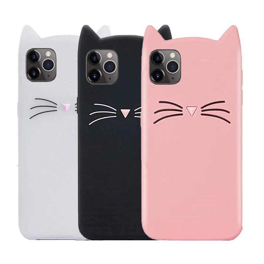 2 Pezzi Gatto Cover per iPhone 14 6.1, Cute Cartoon Cat Pusheen Motivo Moda Design Silicone Antiurto AntiGraffio Bumper Protettiva Anime Case, Carina
