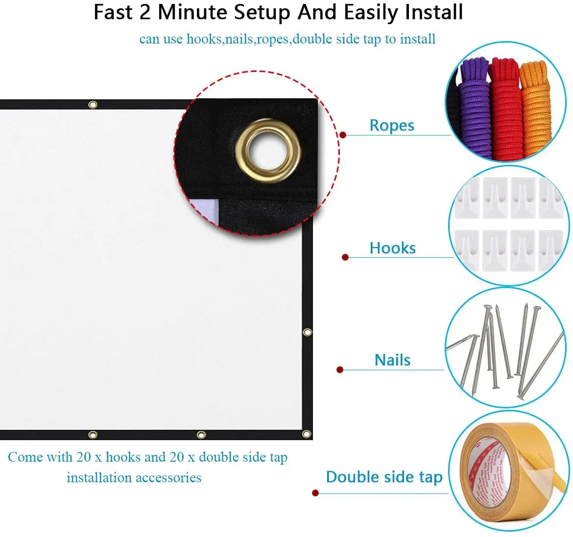 Foldable Polyester Cloth 100"(16:9) 221x125cm Portable Simple Projection Movies Projector Screens Cheapest Type