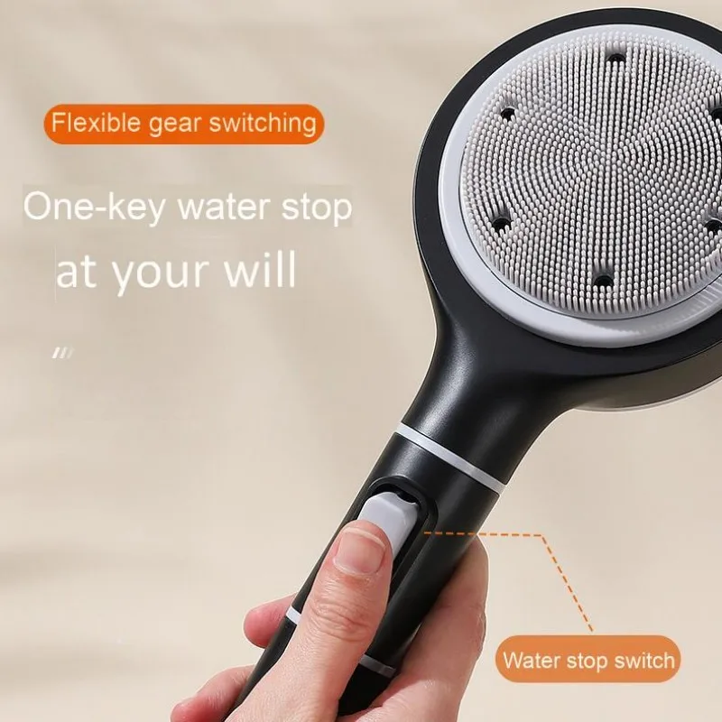 product durable abs large panel 6 mode pressure boosted shower back massage jets one key water stop silicone outlets fine spray-3