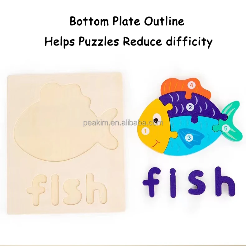 Cute Wooden Animal Puzzles Montessori Toys Toy For Toddlers Kid Kids