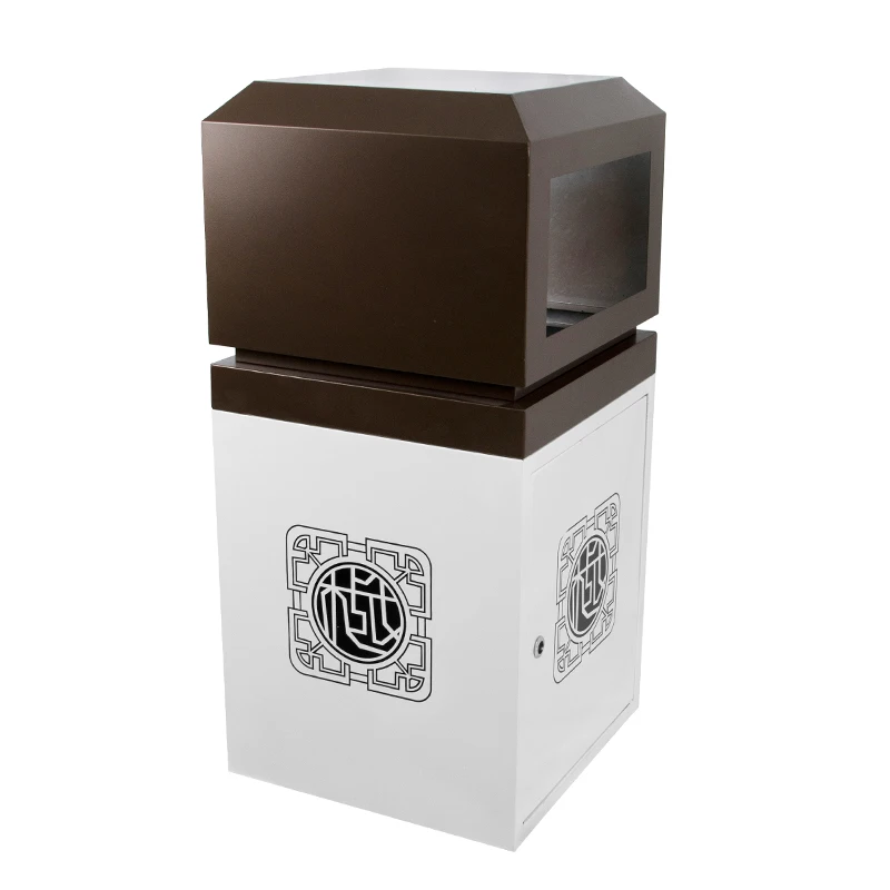 Wholesale Iron Rectangular Trash Cans for Outdoor Use Parks & Scenic Spots Garbage Recycling Stations Standing Waste Bins Lid