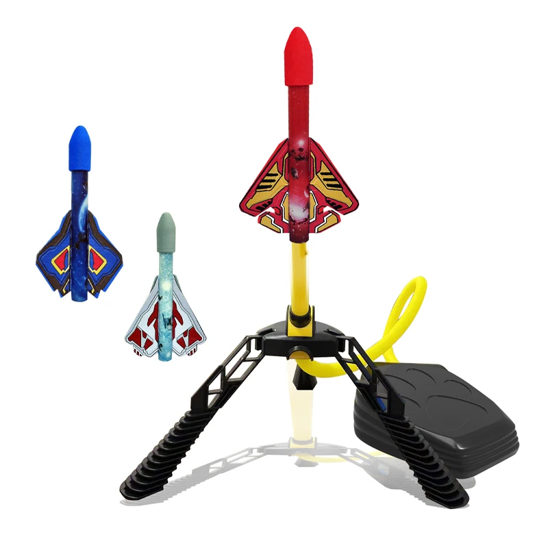 Outdoor Flying Air Space Stomp And Launcher Sponge Rockets Toy For Kids ...