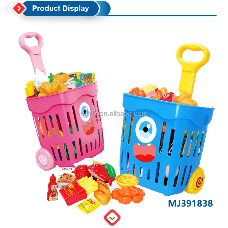 Mini Shopping Cart Toy Kids Grocery Kitchen Food Toy Play Pretend Play