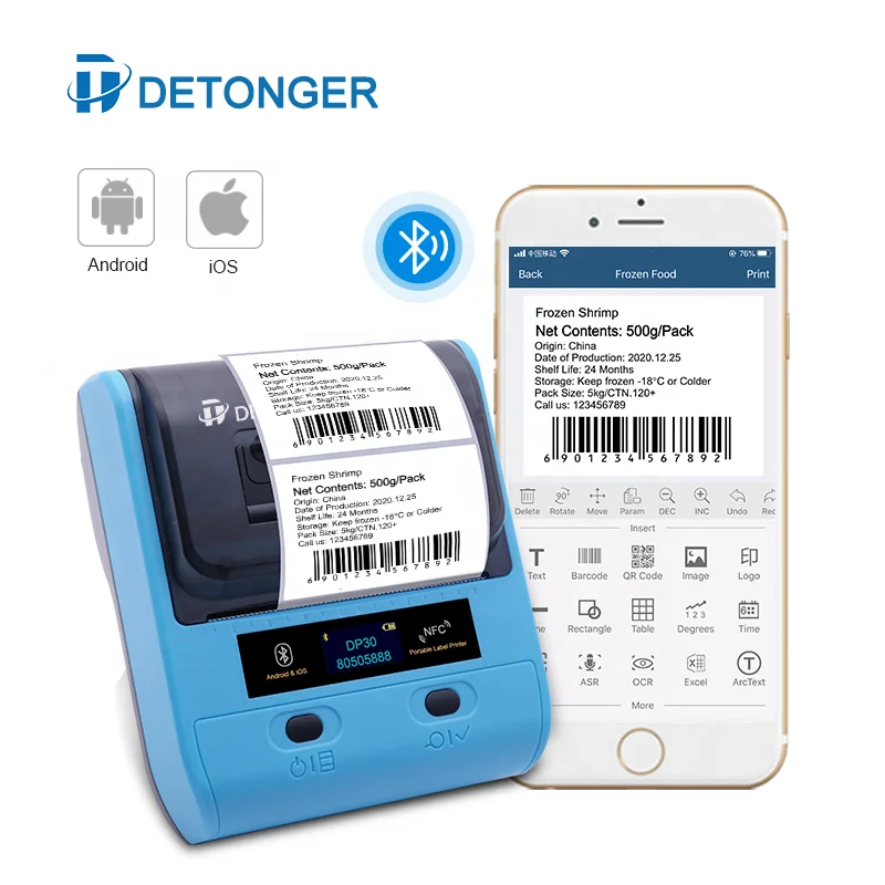 Detonger 80mm Portable Printer DP30 Handheld Shipping Label Warehouse Shelf Sticker Printer