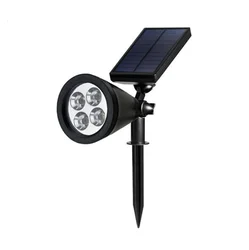 Водонепроницаемый Регулируемый 4 Светодиодный прожектор на солнечной батарее для газонов Светодиодный прожектор для наружного сад декорации для ландшафтного дизайна