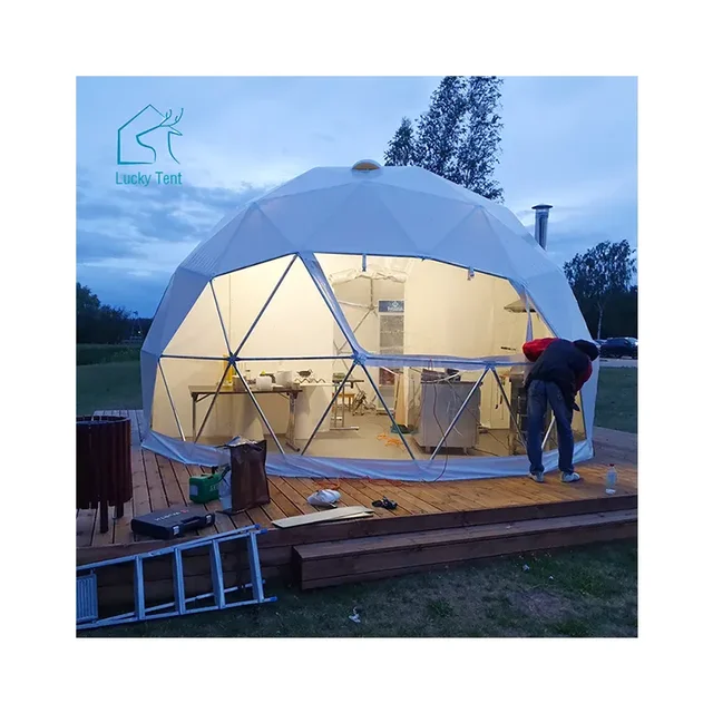 26Ft Resort Camping Luxury Home Hotel Anti-UV PVC Glamping Geodesic Dome House Tent For Sale