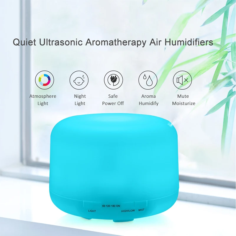 Newest 500ml Electric Aromatherapy Purifier Essential Oil Wood Aromatic 7 Led Color Air Humidifier Aroma Diffuser