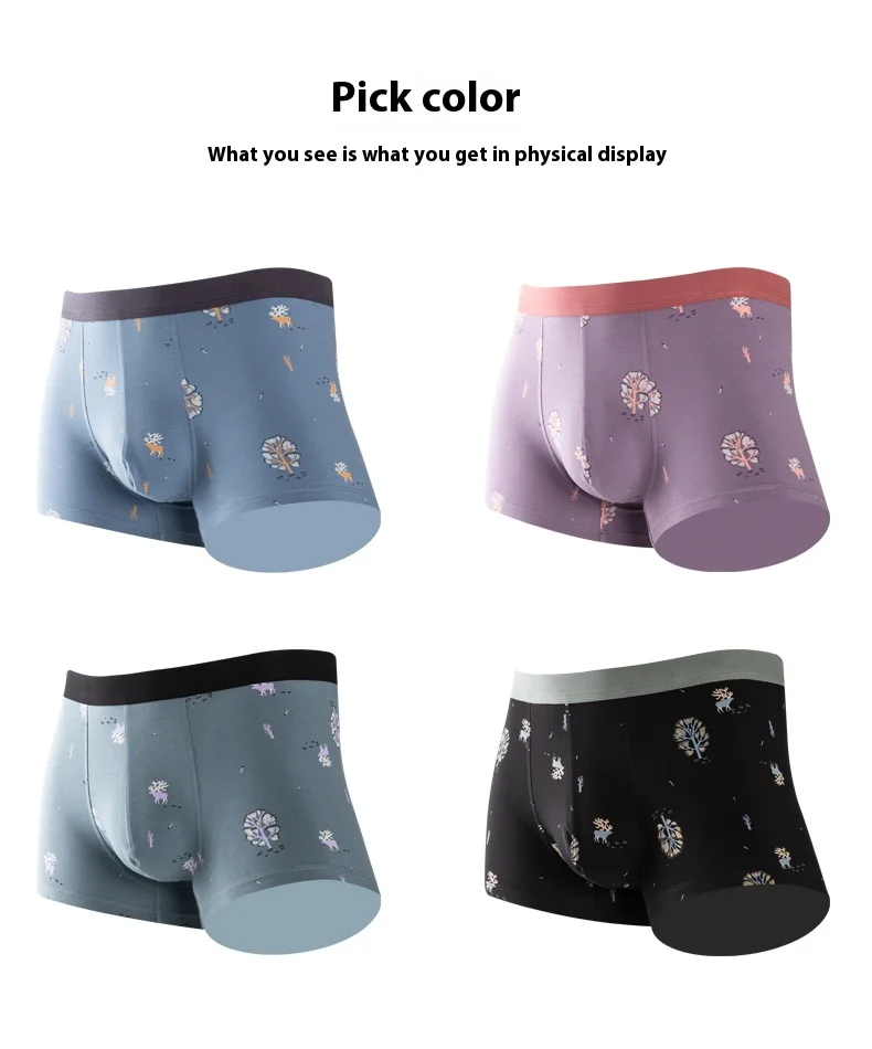 New Arrival Men's Underwear Breathable  Antibacterial Cotton Men's Boxer Briefs Cotton Men's Underpants Custom OEM Supplier
