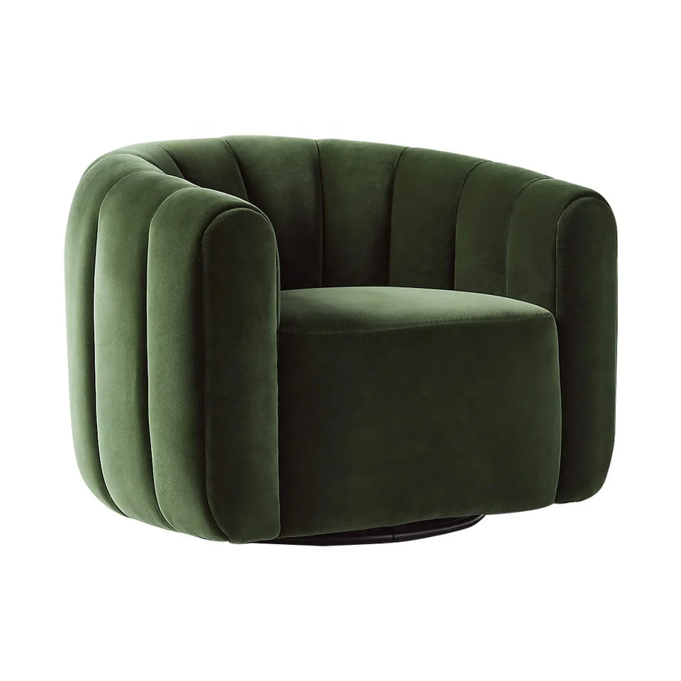 Velvet Swivel Accent Chair Channeled Single Sofa Luxury Occasional Armchairs Living Room Event Rental Use