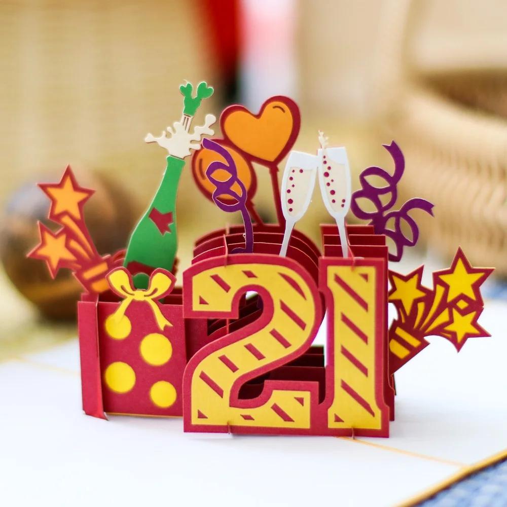 Happy Birthday 25st Pop Up Cards 25d Kirigami Postcard Custom Pertaining To Happy Birthday Pop Up Card Free Template