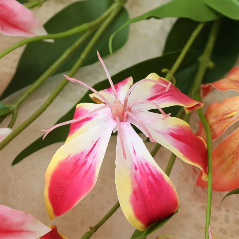 A-394 Artificial Flowers Lily Real Touch 3D Printing White Spider