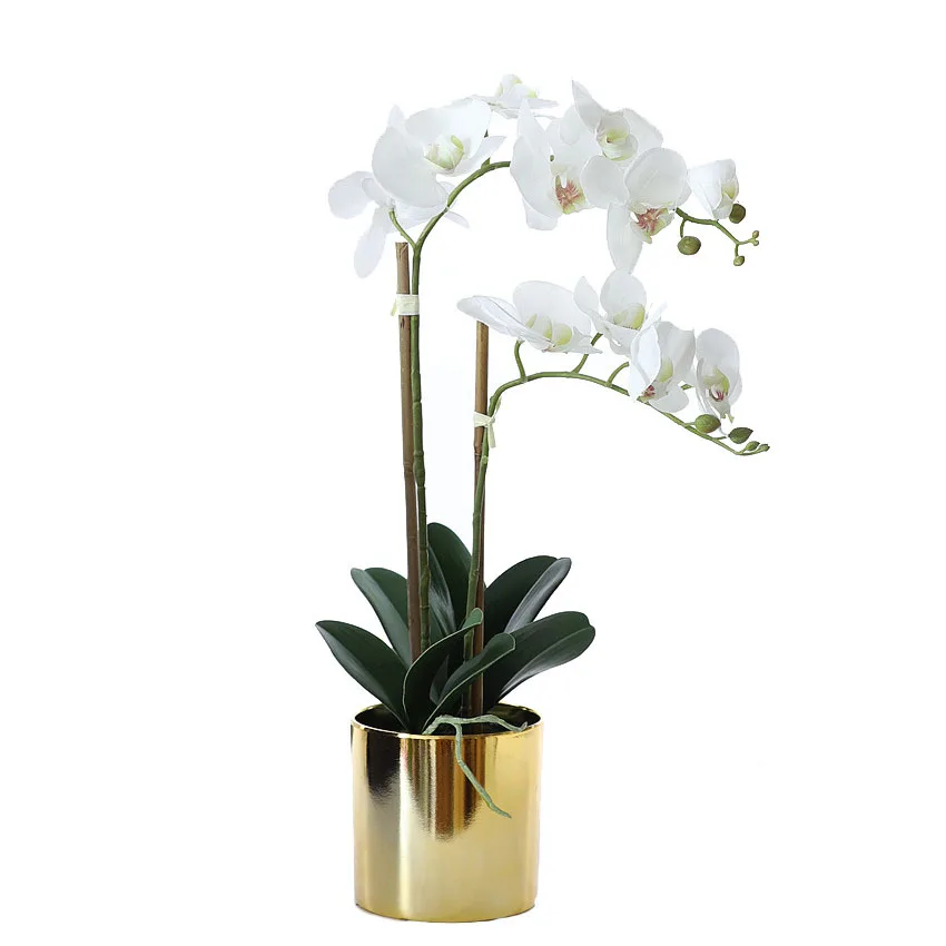 Hochwertige Plastik Imitat Orchideen Topf Blumen Bonsai Bunte Phalaenopsis Künstliche Orchidee Dekorativ Mit Vase