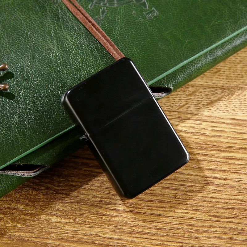 Square Alloy Shell Silver Shell Lighter Custom logo Carving Windproof Flip Cover Kerosene Torch Lighter