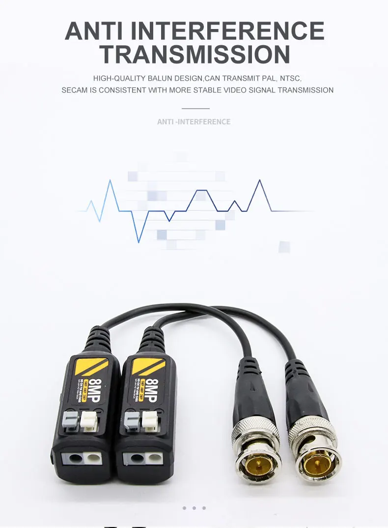 CCTV Accessories AHD CVI TVI HD passive 8MP Video Balun Efficient transmission