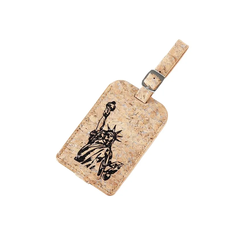 wood grain pu leather luggage tags environmental baggage tag