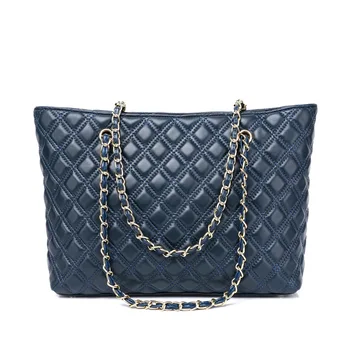 Hot sale 2022 vintage sewing chains shoulder bag luxury genuine leather tote bag sheepskin big bag designer women's handbag
