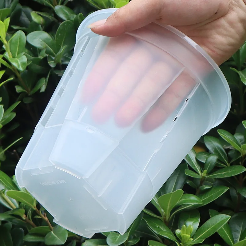 Durable 4.7 Inch Root Control White Clear Orchid Self Watering Pots for Plants Plastic Transparent Flower Pot