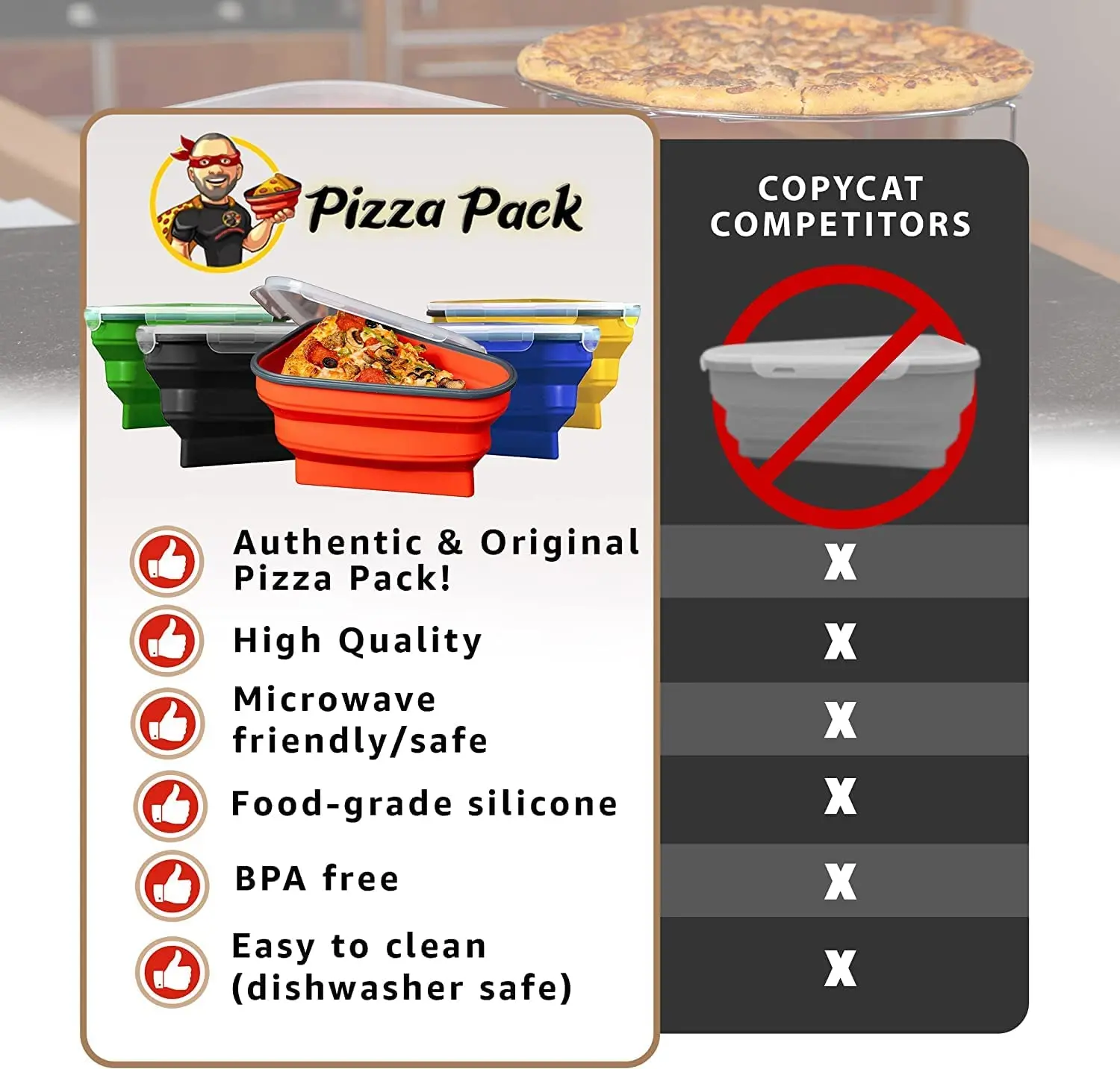 Pizza Pack Box Pizza Storage Container Reusable Foldable