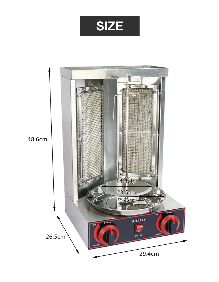 Professional Shawarma Gas Grill Rotary Heating  Machine Gas 2 Burners Doner Kebab Machine With High Quality supplier