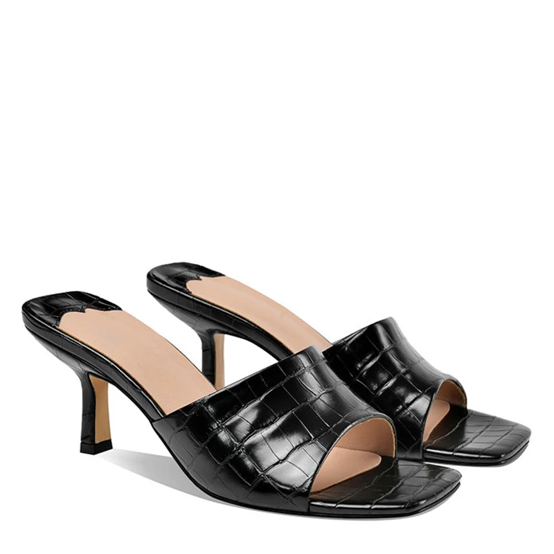 WETKISS/зимние сапоги; Оптовая продажа; Женские туфли с квадратным носком; Уличные шлепанцы; Летние туфли на высоком каблуке без задника с открытыми пальцами «крокодиловая кожа босоножки с открытой пяткой; Для женщин